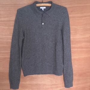 REISS wool blend gray knit  sweater women's size S small collared buttons preppy
